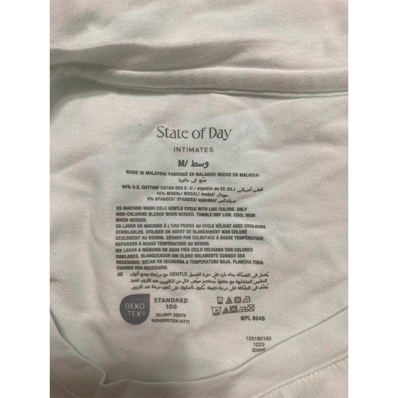 State Of Day Only Pajama Top Round Neck White M