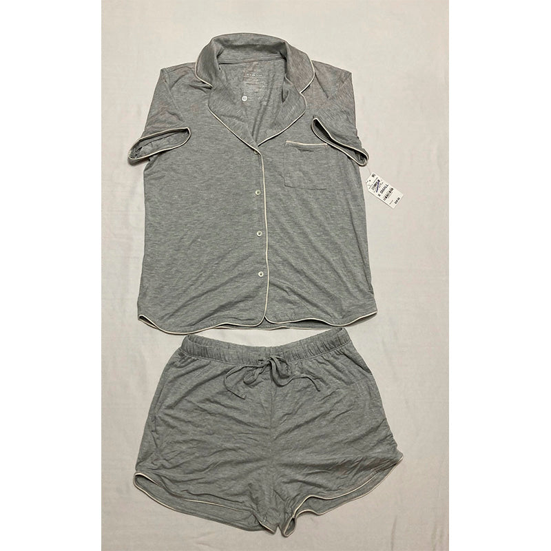 State of day Pajama Set Notch Collar Grey XS