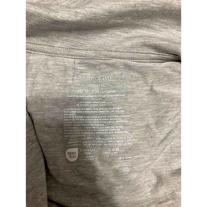 State of day Pajama Set Notch Collar Grey XS