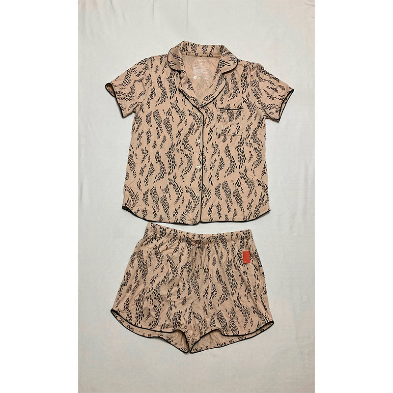 State of Day Stretch Modal Notched-Collar Pajamas Set Nude/Black XS