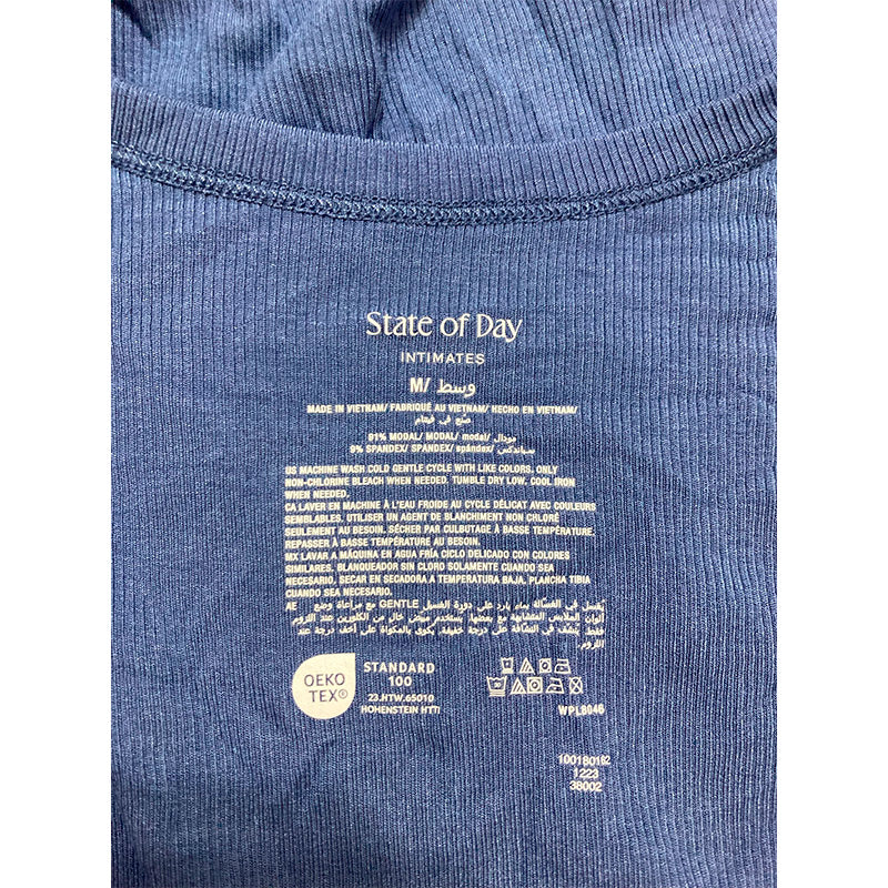 State Of Day Only Pajama Top Round Neck Blue M