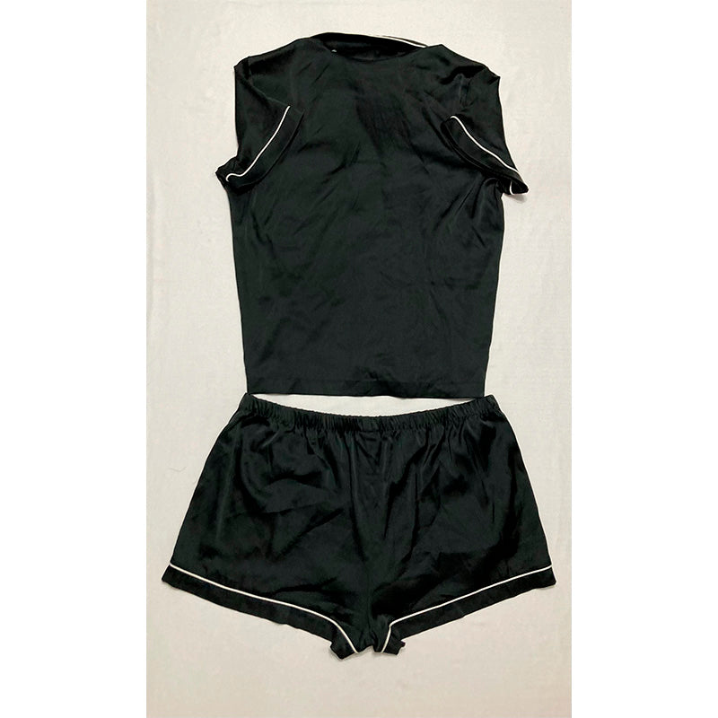 INC Pajama Set Notch Collar Short Black XL