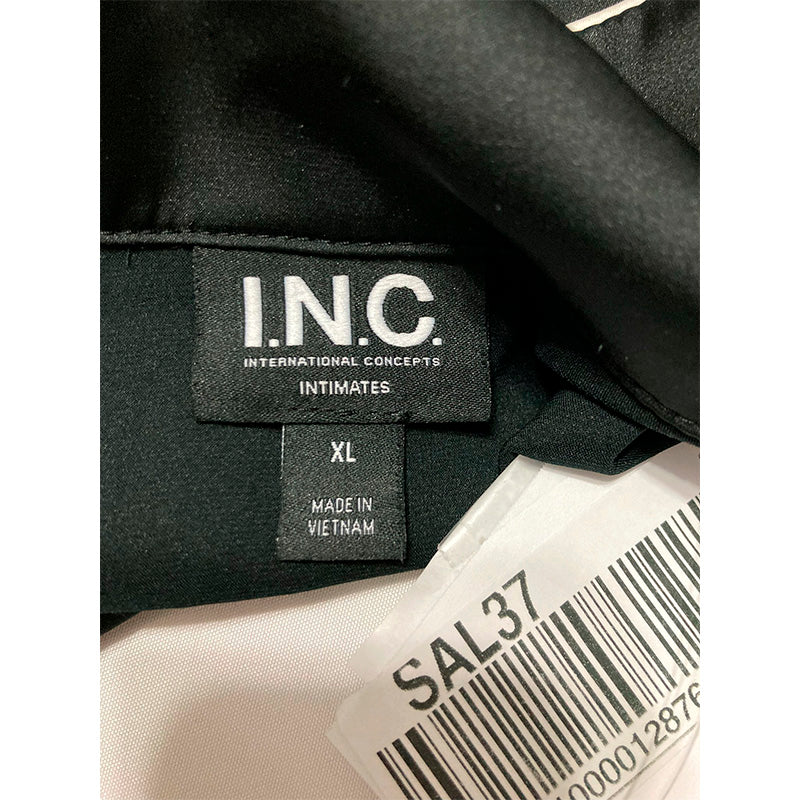 INC Pajama Set Notch Collar Short Black XL