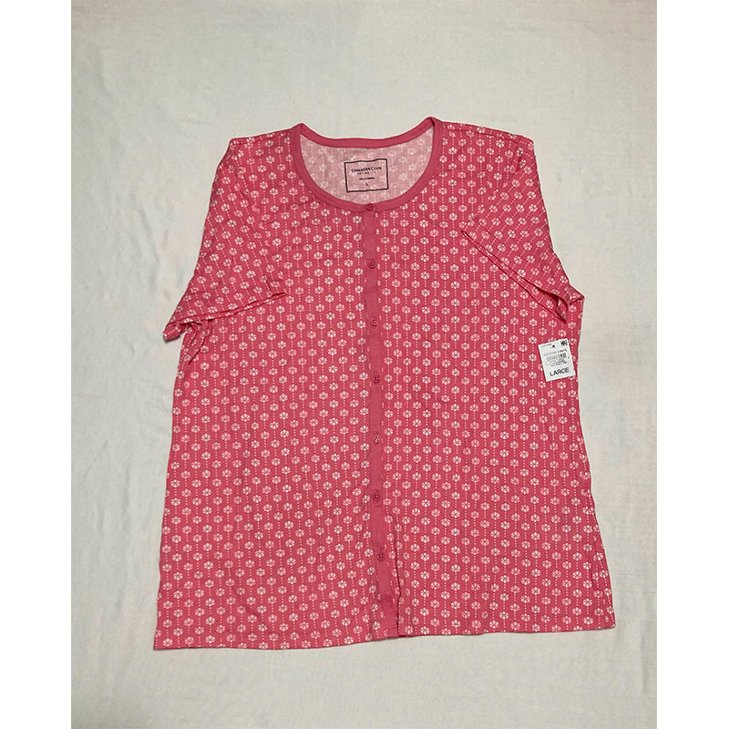 Charter Club Pajama Set Round Neck Geo Shell Pink L