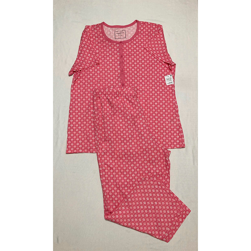 Charter Club Pajama Set Round Neck Geo Shell Pink L