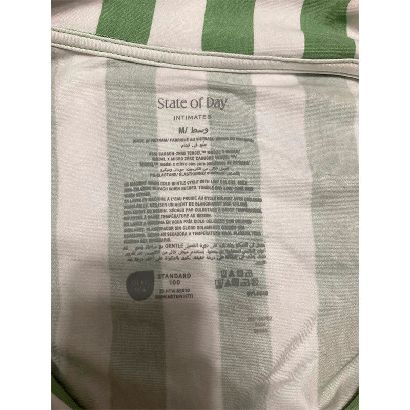 State Of Day Pajama Set Notch Collar Striped M