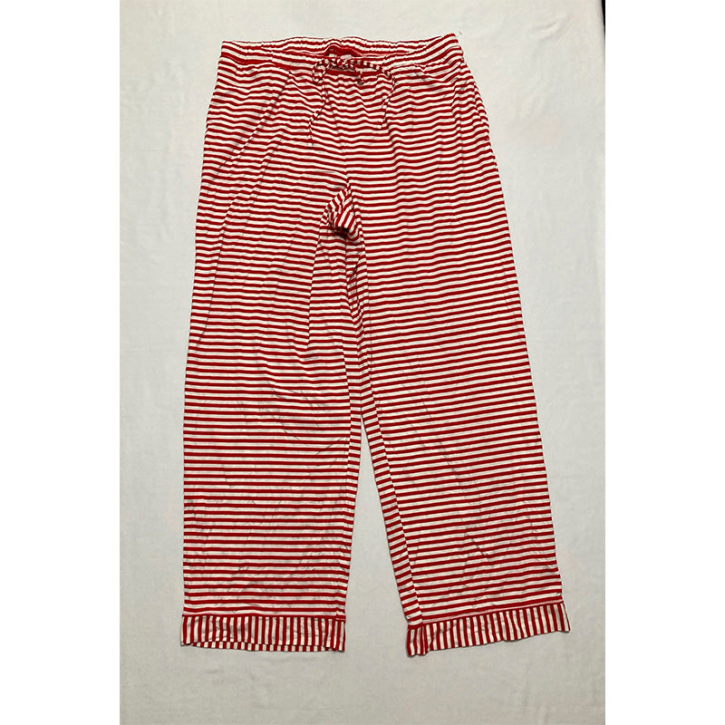 State Of Day Pajama Set Notch Collar Red Striped L