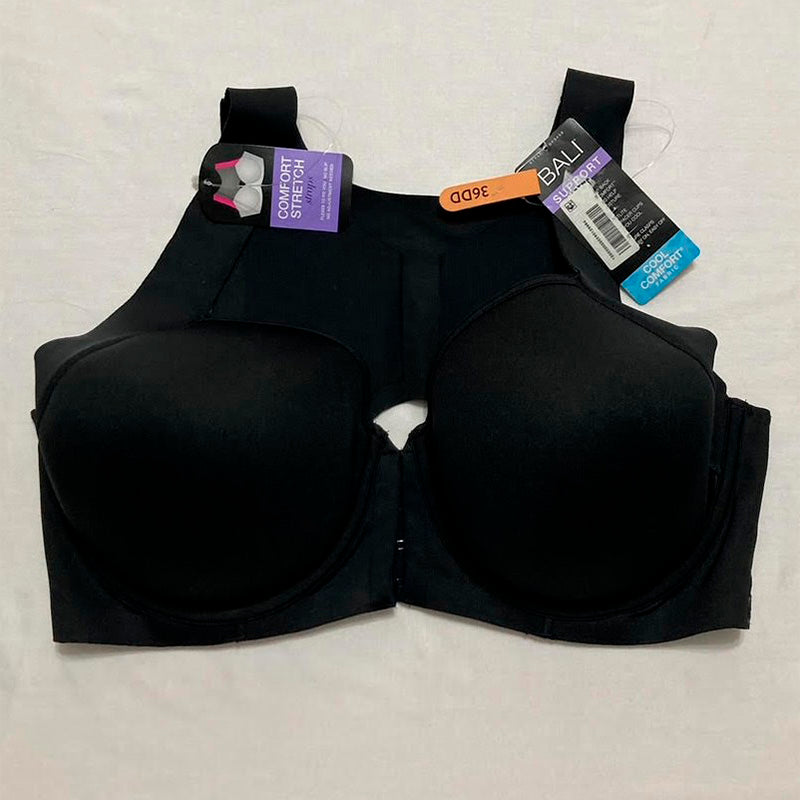 Bali One Smooth U Posture Boost w/EverSmooth Back Underwire Bra Black 36DD