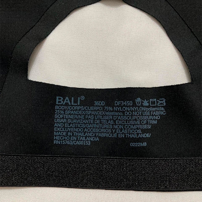 Bali One Smooth U Posture Boost w/EverSmooth Back Underwire Bra Black 36DD