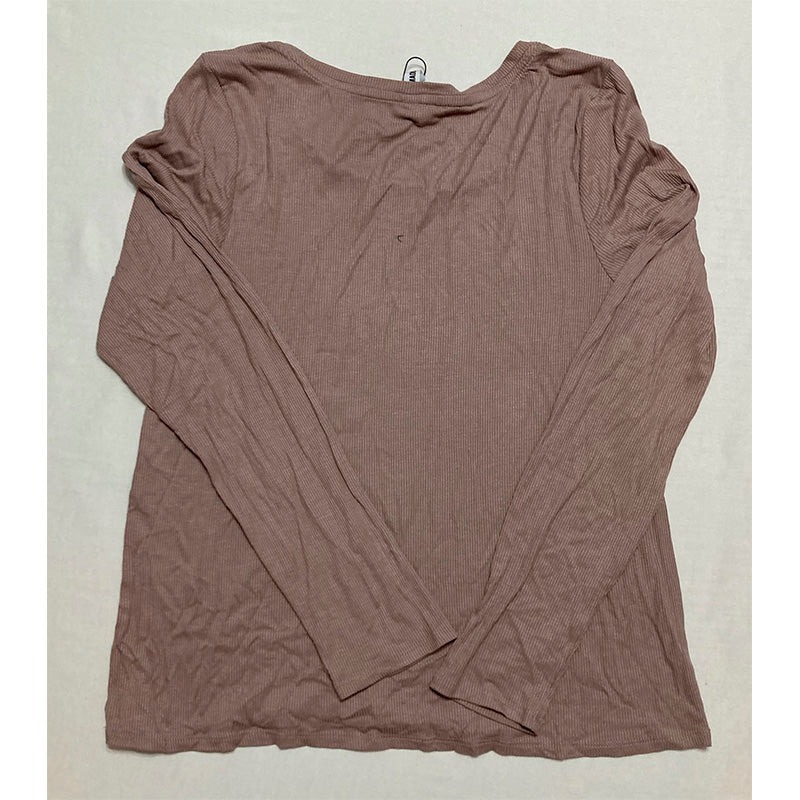 Steve Madden Ribbed Long-Sleeve Only Sleep Tee Bark L