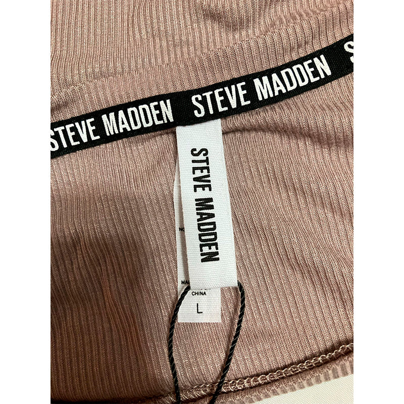 Steve Madden Ribbed Long-Sleeve Only Sleep Tee Bark L