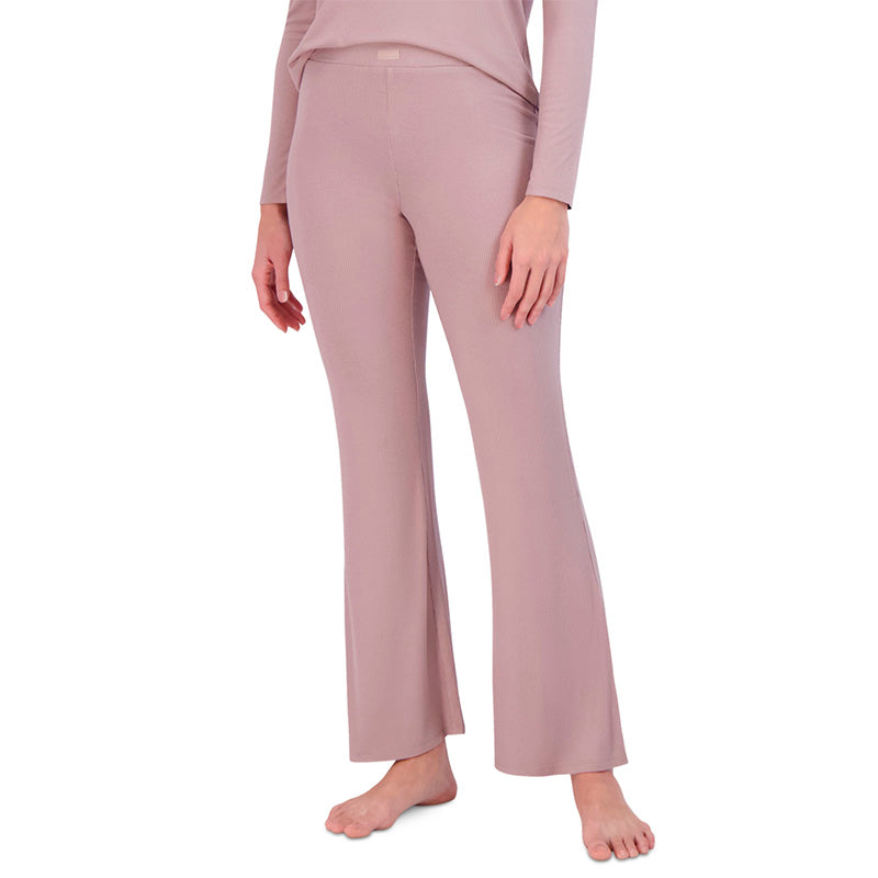 Steve Madden Ribbed Flare-Leg Sleep Pants Bark L