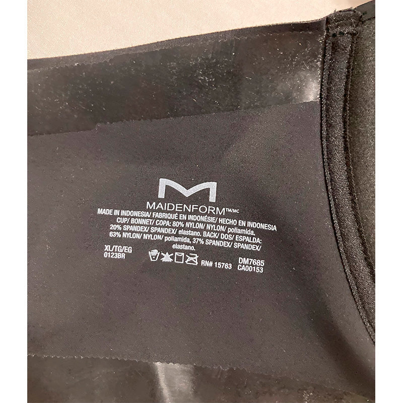 Maidenform Pure Comfort Strapless Wireless Bra Black XL