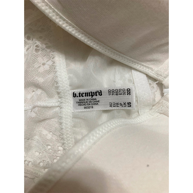 b.tempt'd Inspired Eyelet Front Close Racerback T-Shirt Bra White 32D