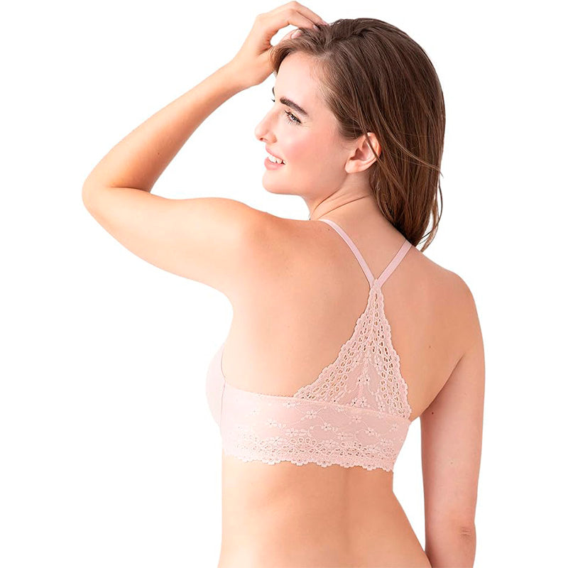 b.tempt'd Inspired Eyelet Front Close Racerback T-Shirt Bra Rose Smoke 32D