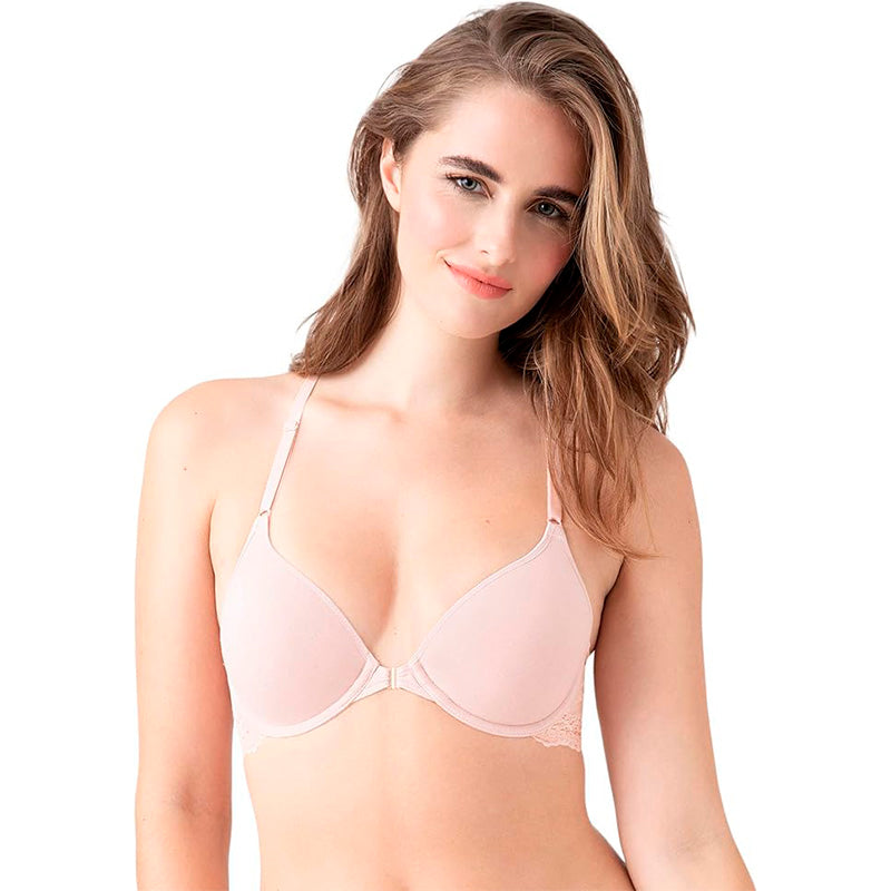 b.tempt'd Inspired Eyelet Front Close Racerback T-Shirt Bra Rose Smoke 32D
