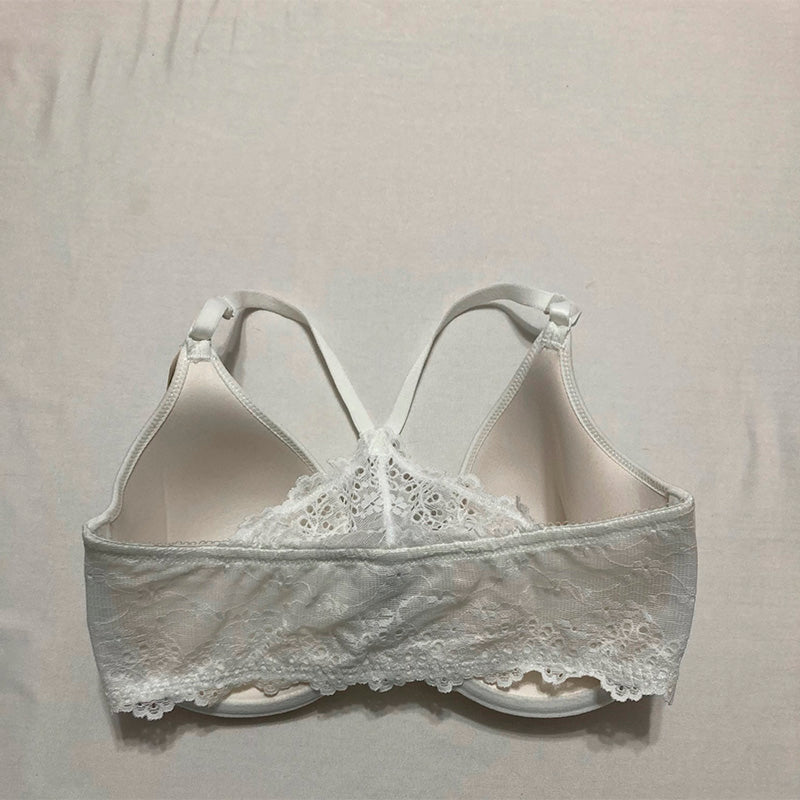 b.tempt'd Inspired Eyelet Front Close Racerback T-Shirt Bra White 32DD