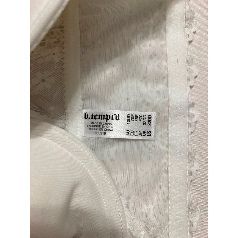 b.tempt'd Inspired Eyelet Front Close Racerback T-Shirt Bra White 32DD