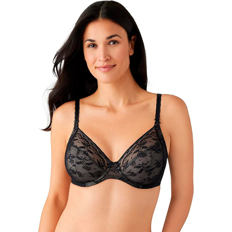 Wacoal Lifted in Luxury Full Figure Lace Unlined Underwire Bra Black 42DDD