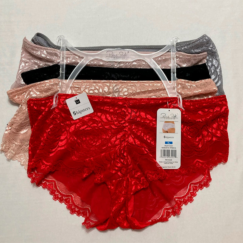 Rene Rofe Pack 5 Panties Lace Multicolor XL