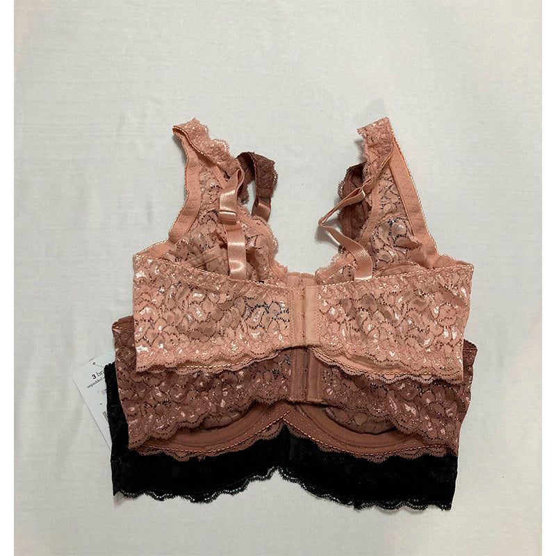 Rene Rofe Unpadded Underwire Bra Pack 3Pc Multicolor 36D