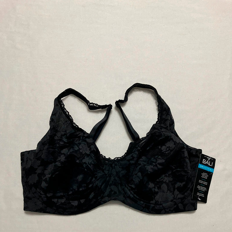 Bali for Comfort Underwire Multiway Convertible Soft Lace Bra Black 38DD