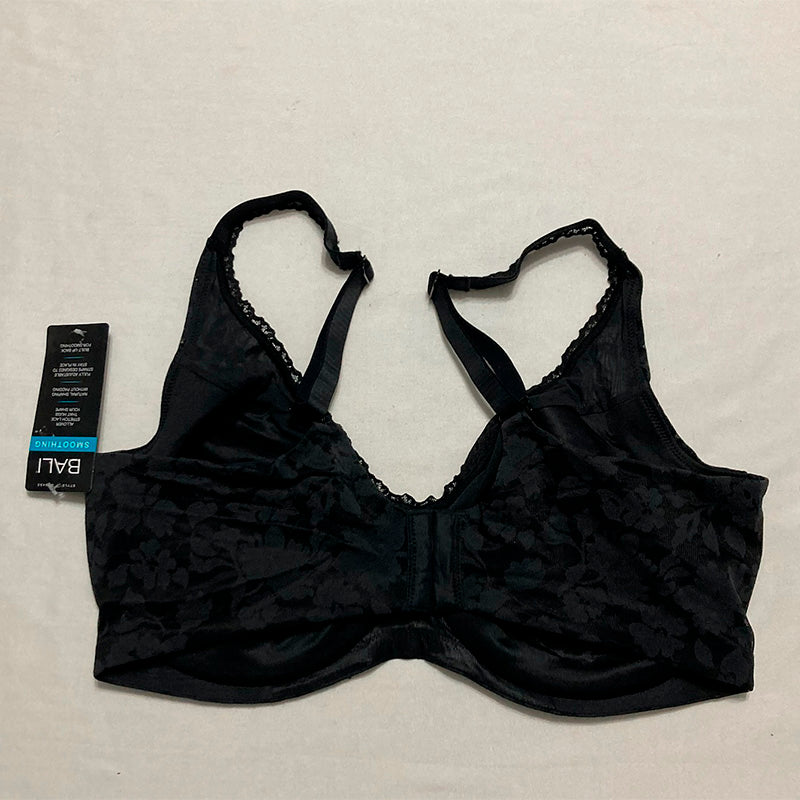 Bali for Comfort Underwire Multiway Convertible Soft Lace Bra Black 38DD