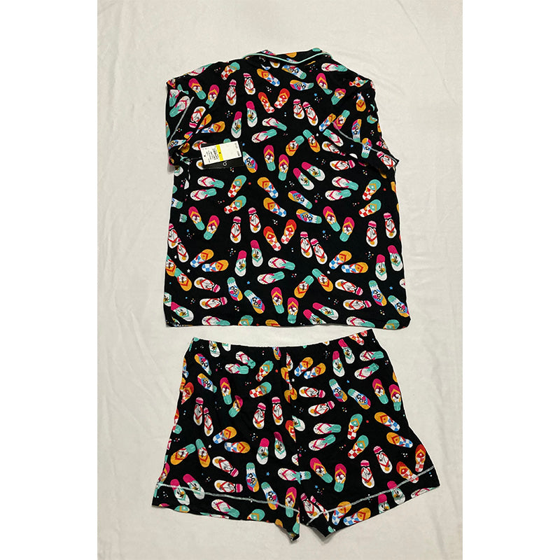 Cuddl Duds Notch Collar Boxer Shorts Pajama Set Multicolor M