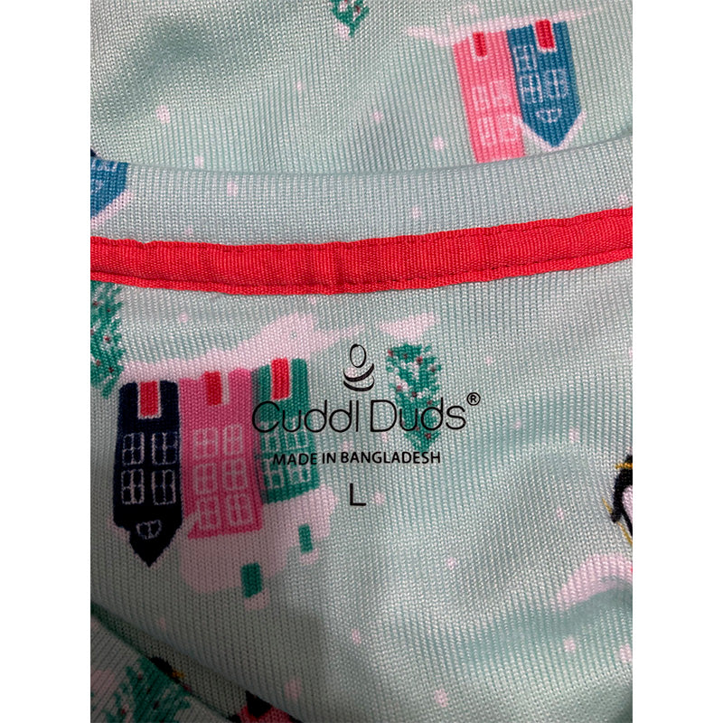 Brushed Sweater Knit Long Sleeve Henley Top 2-Pc Pajama Set L