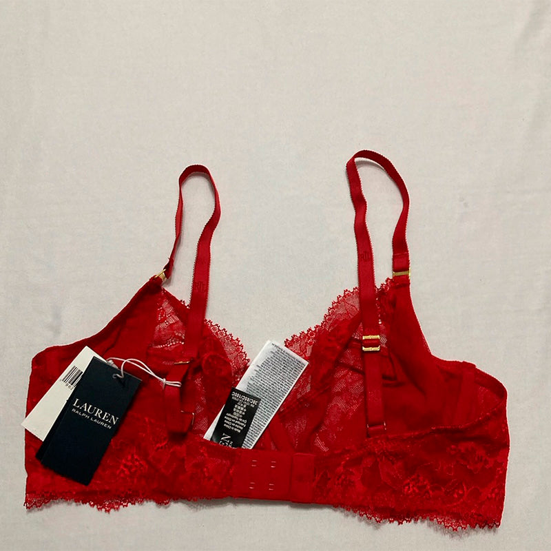 Ralph Lauren Bralette Adjustable Straps Red 38C