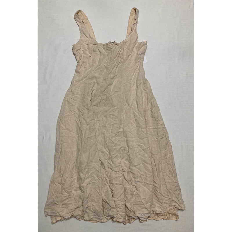 And Now This Linen-Blend Seamed Midi Dress Tan S