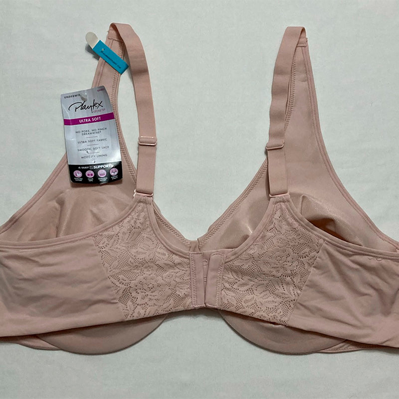 Playtex Dreamwire Ultra-Soft No-Poke Smooth Lace 4-Way Support Bra Sandshell 40C
