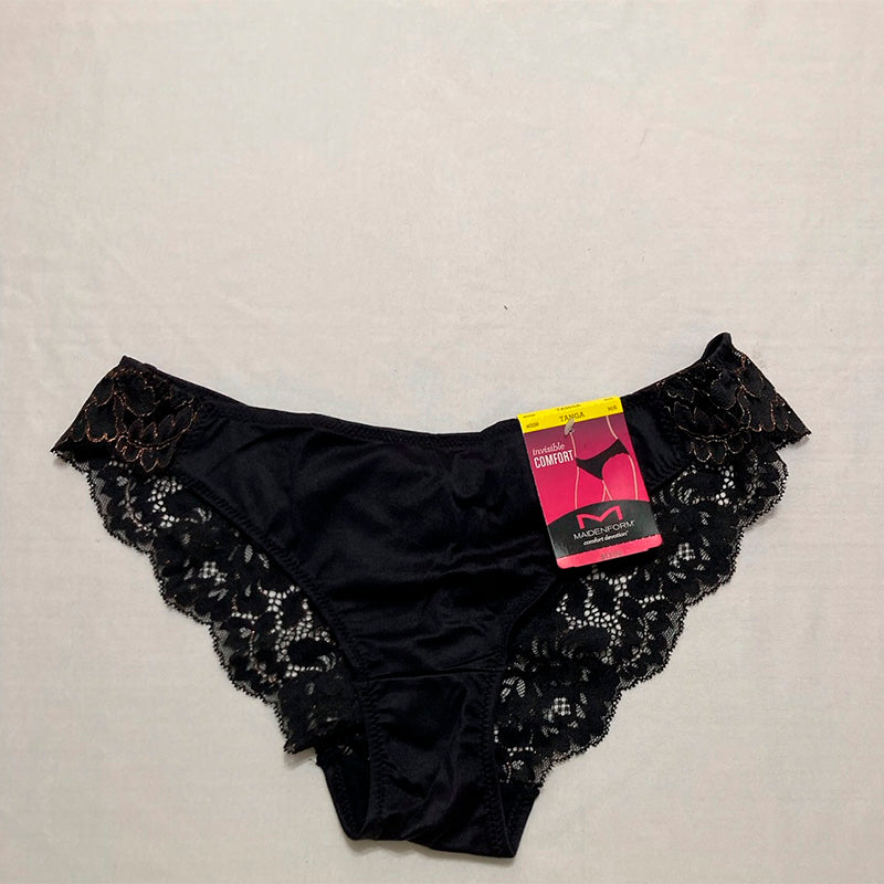 Maidenform Lace Back Tanga Underwear Black M