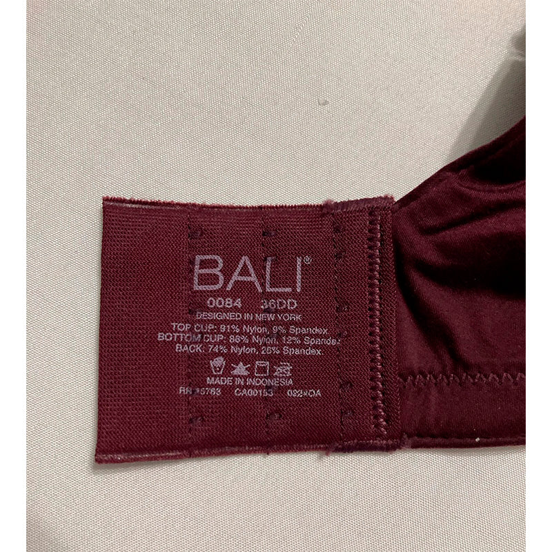 Bali Women's One Smooth U Lace Underwire Burgundy 36DD
