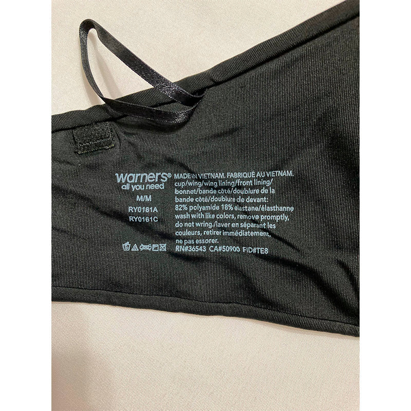 Warner's Easy Size Lightly Lined Wireless Strapless Bra Black M