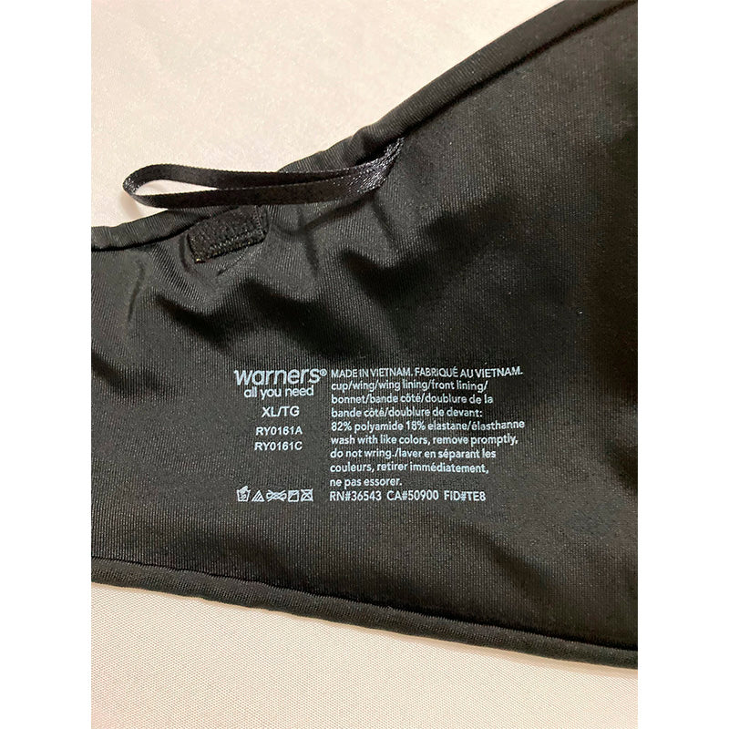 Warner's Lightly Lined Wireless Strapless Bra Black XL