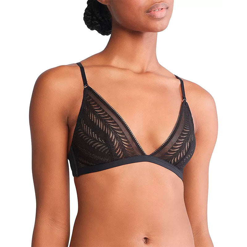 Calvin Klein Minimalist Micro Lace Unlined Triangle Bra Black M