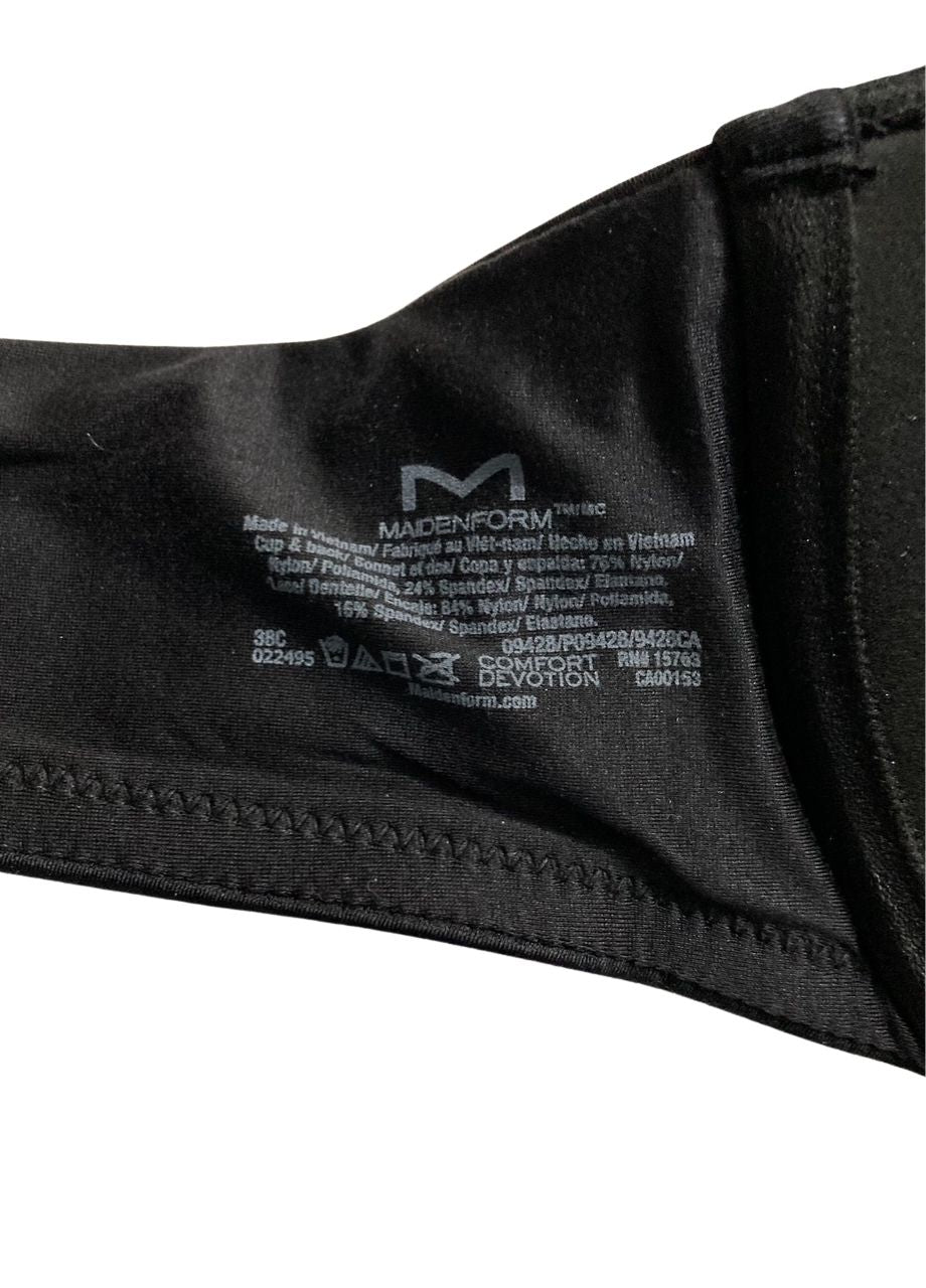 MAIDENFORM Underwire Bra, Natural Boost Demi Push-Up T-Shirt Bras BLACK 38C