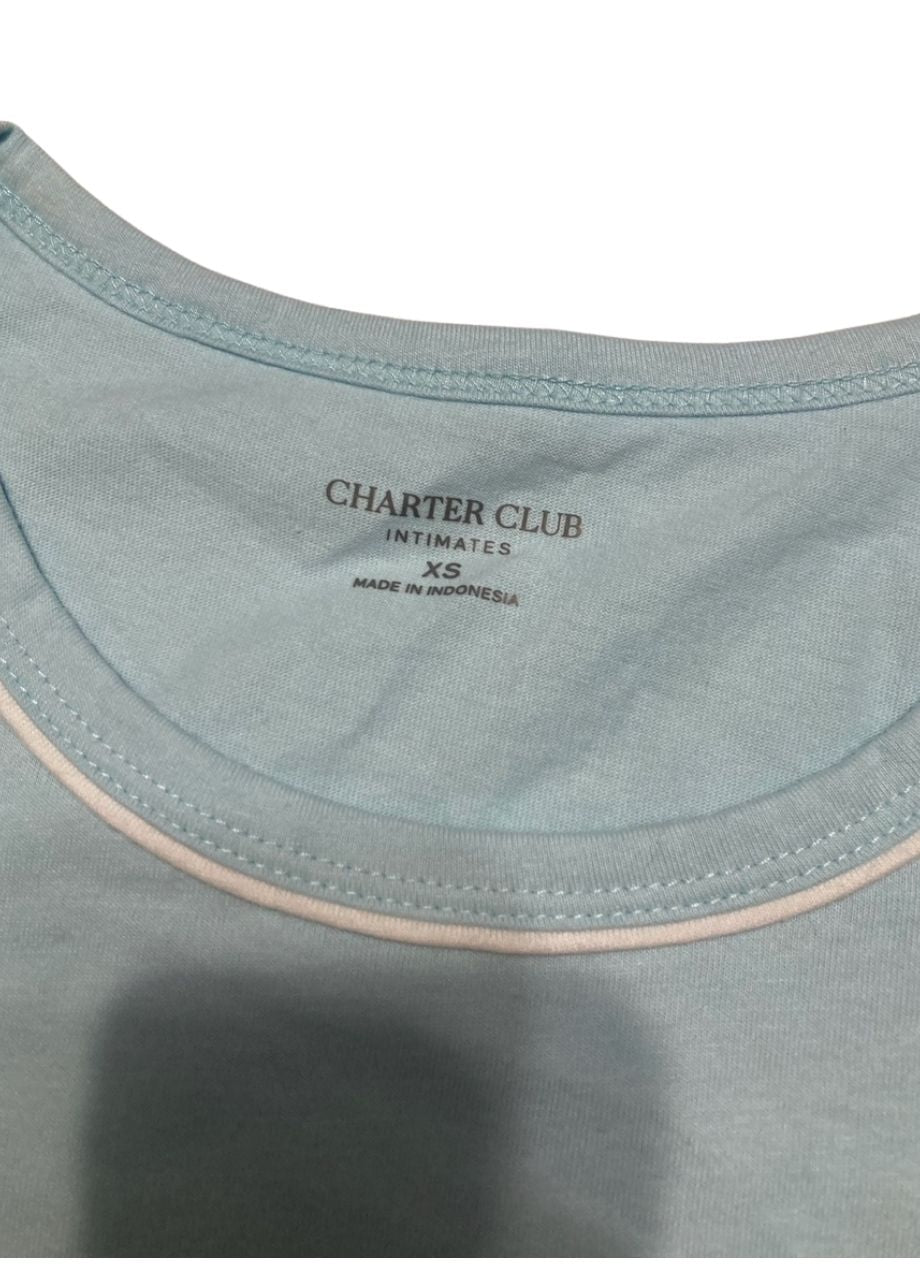 CHARTER CLUB Long-Sleeve Jersey Pajama Set BLUE XS