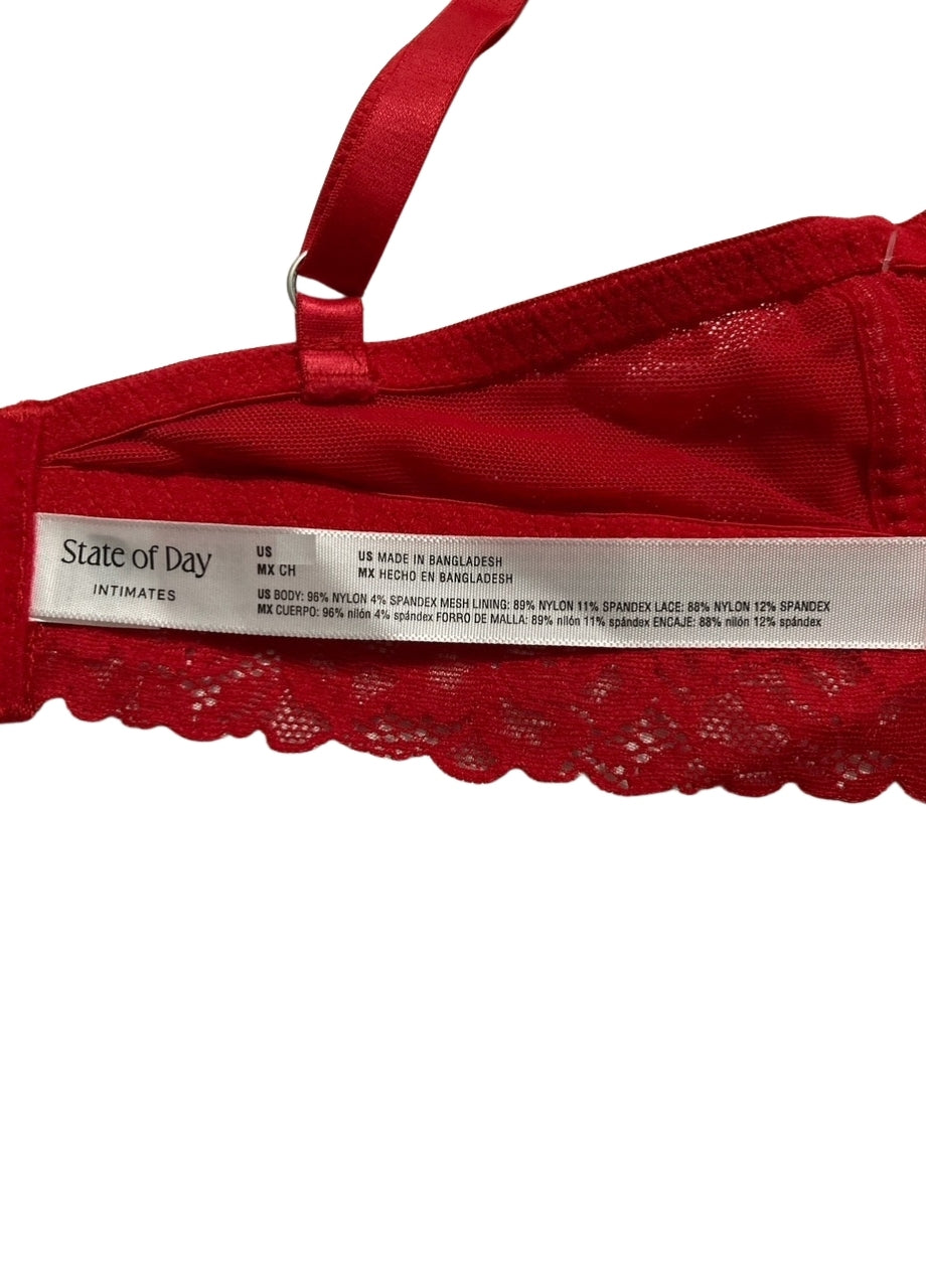 STATE OF DAY Lace Bralette RED S