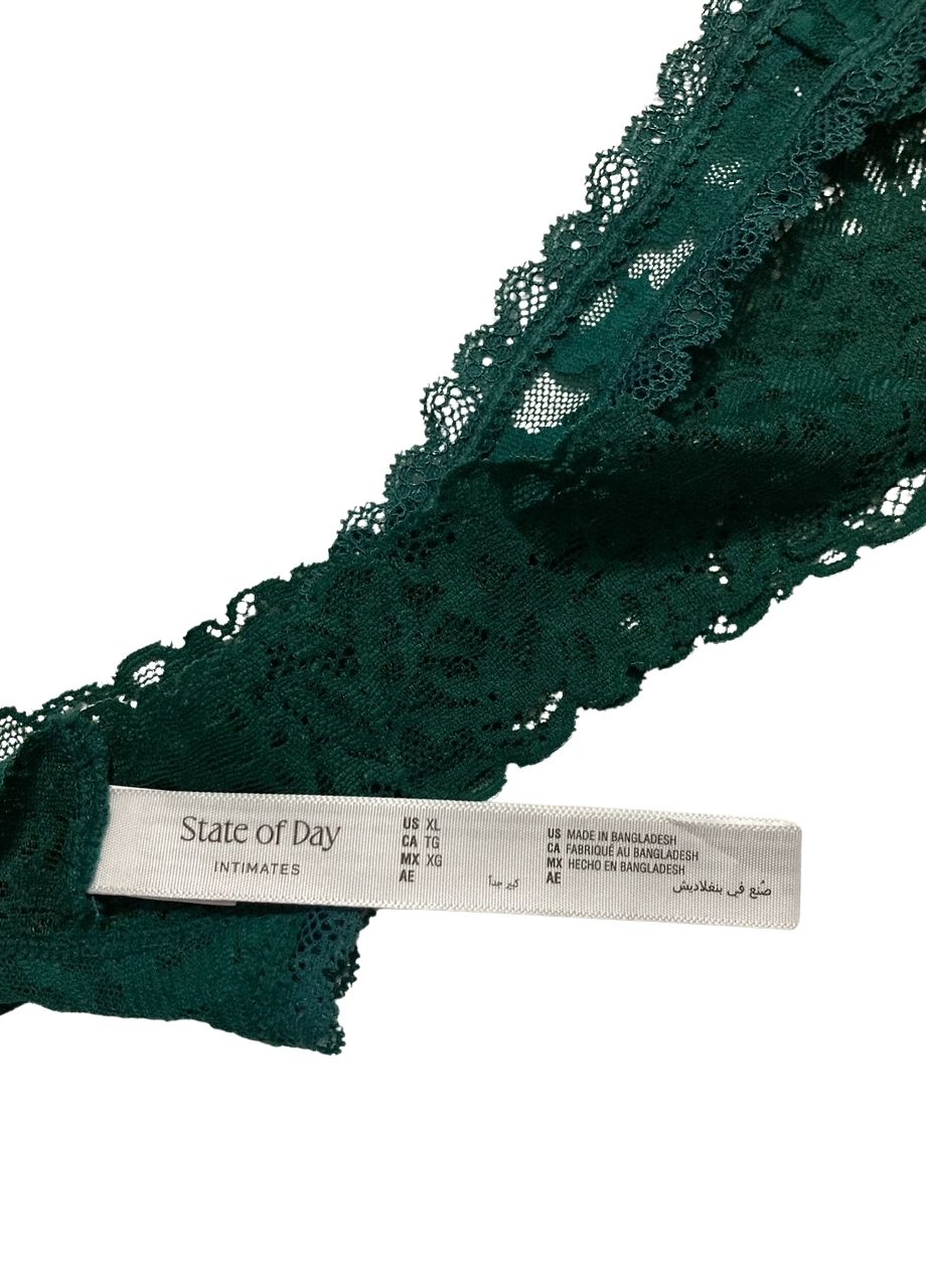STATE OF DAY Lace Low Rise Thong GREEN XL