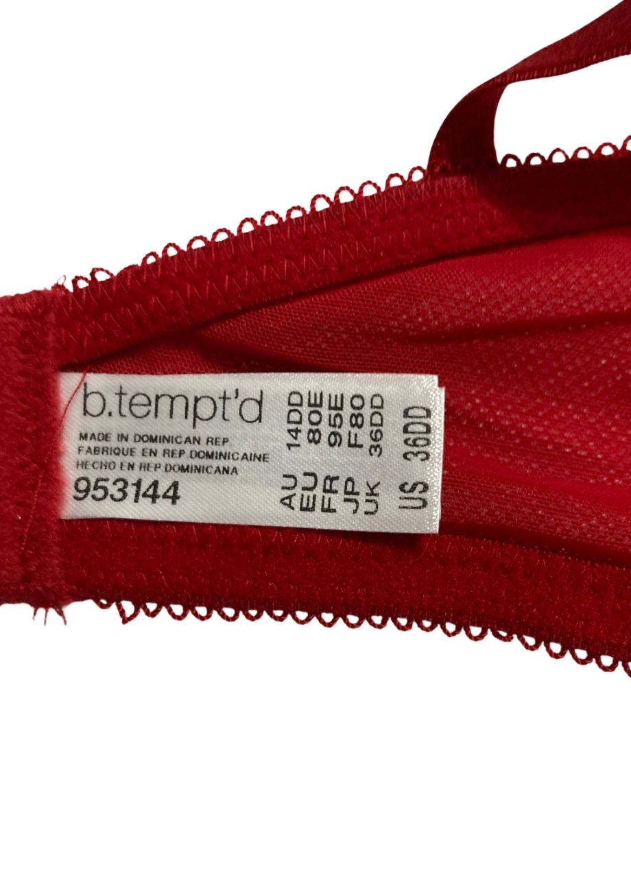 B.TEMPT´D Ciao Bella Lightly Padded Balconette Underwire Bra RED 36DD