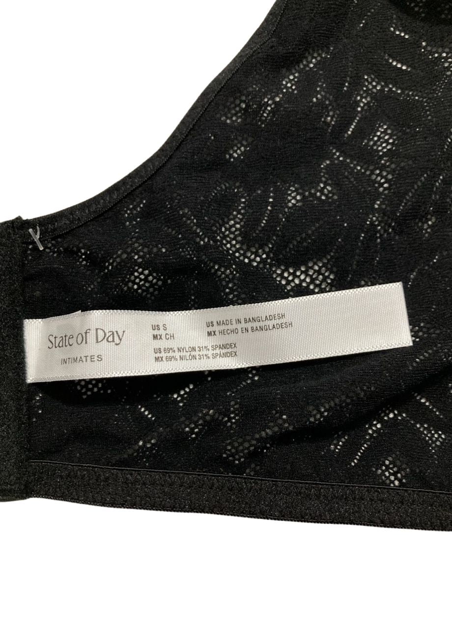 STATE OF DAY Mesh Lace Bralette BLACK S