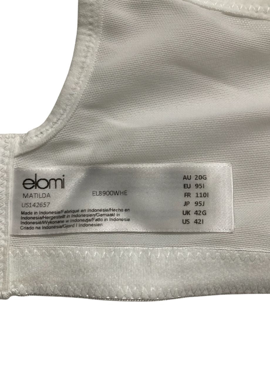ELOMI Matilda Underwire Plunge Bra WHITE 42G
