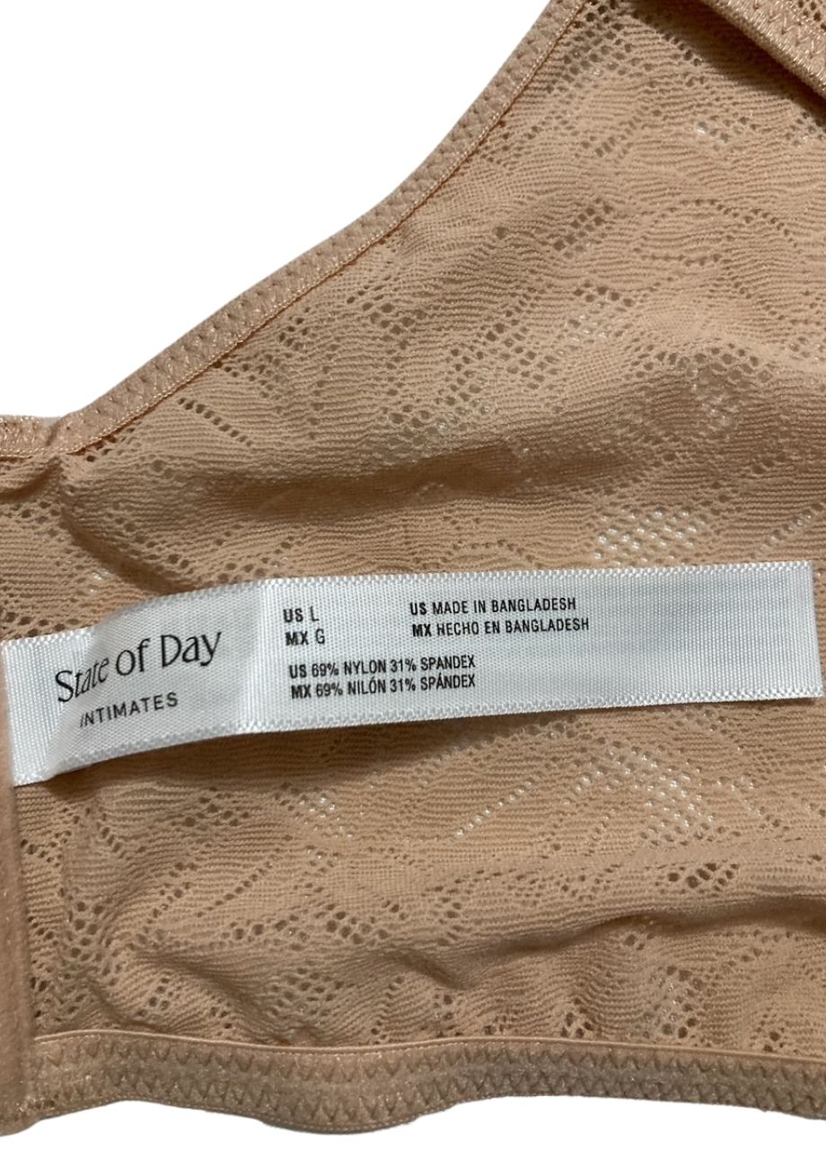 STATE OF DAY Mesh Lace Bralette NUDE L