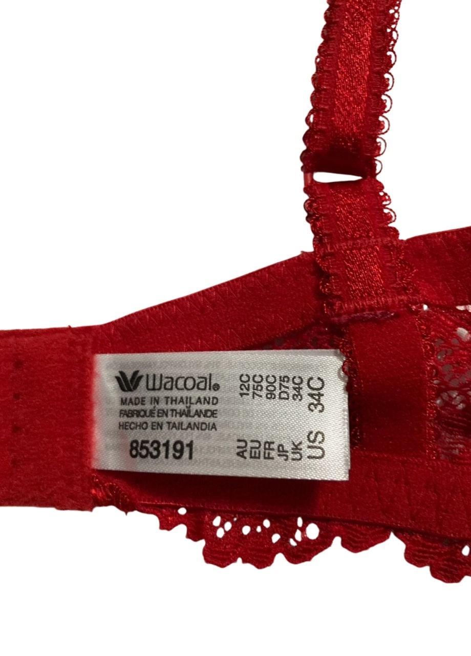 WACOAL Embrace Lace Lightly Padded Underwire Mid Coverage T-Shirt Bra RED 34C