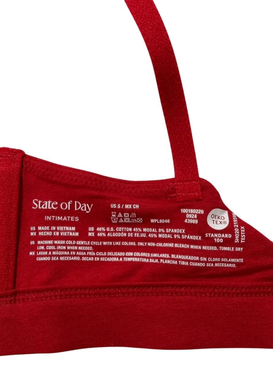 STATE OF DAY Cotton Blend Bralette RED S