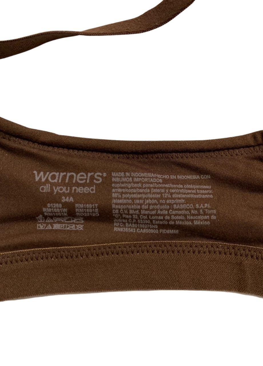 WARNER'S Super Soft Wireless Lightly Lined Comfort Bra MAHOGANY 34A