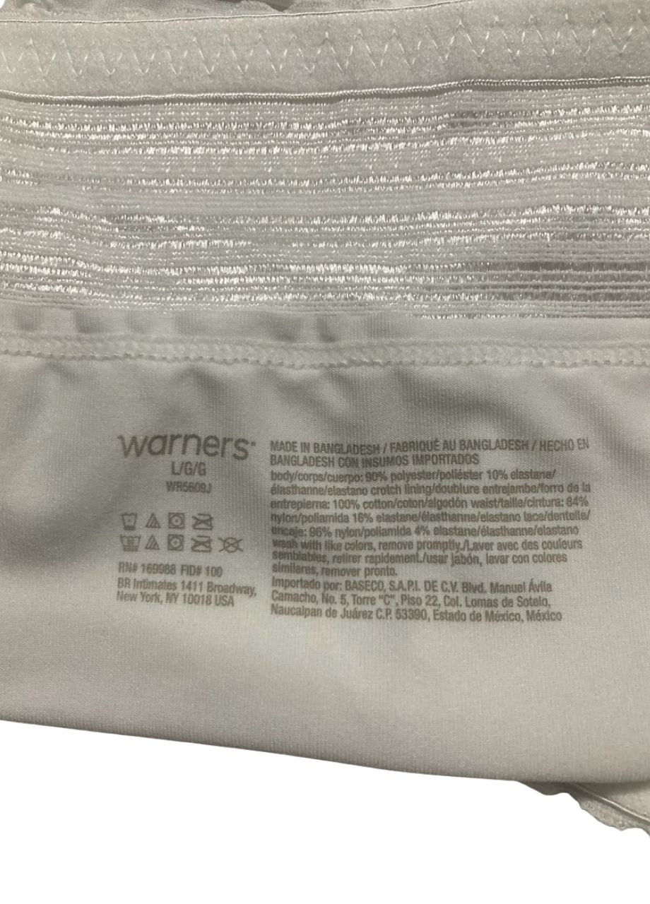 WARNER'S Dig-free Comfort Waist With Lace Microfiber Hipster WHITE L