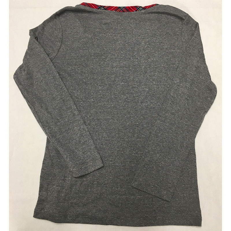 Charter Club Plaid Mix It Only Pajama Top Gray M